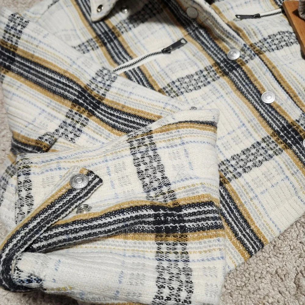 Free People We The Free Plaid Wool Blend Shacket‎ Jacket Lined Snap Front M